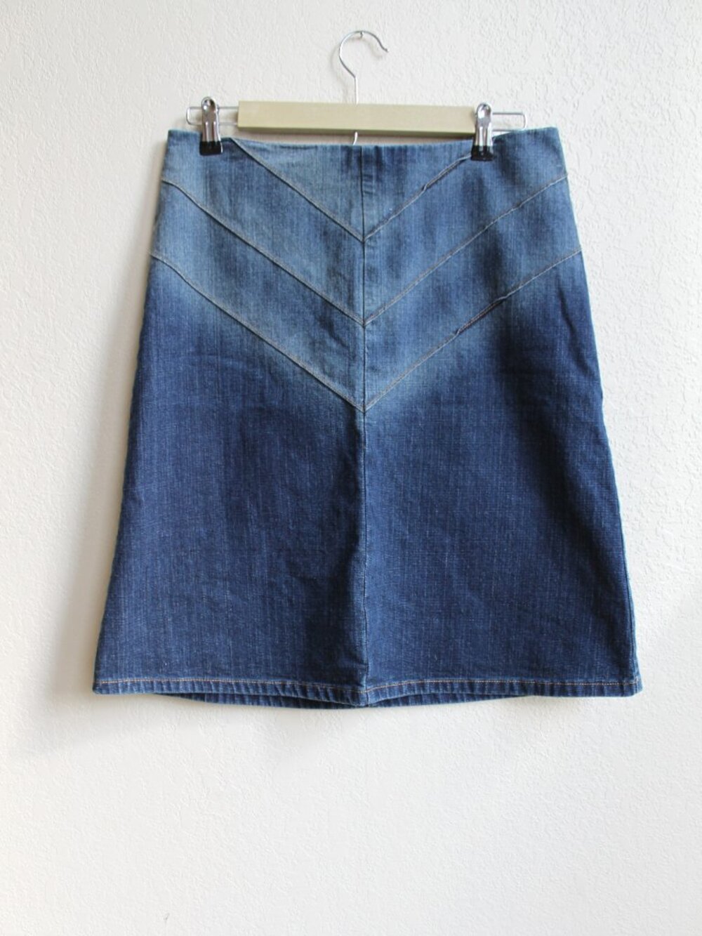 Mixit Vintage Y2K Stretch Blue Denim Jean Chevron Pattern Short Skirt 8